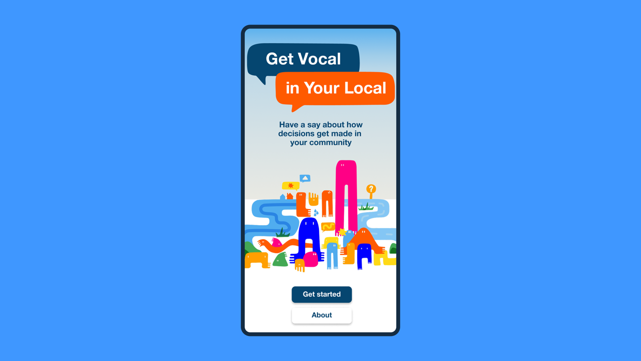 Screenshot of Get Vocal in your Local homepage on mobile