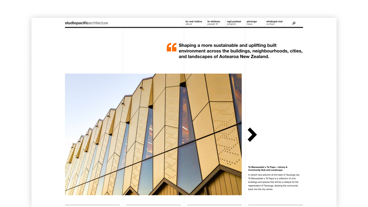 Screenshot of Studio Pacific Architecture homepage